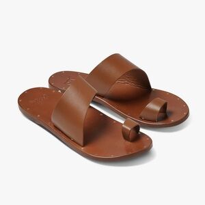 Beek Tan Leather Slide Sandals Sz 10
